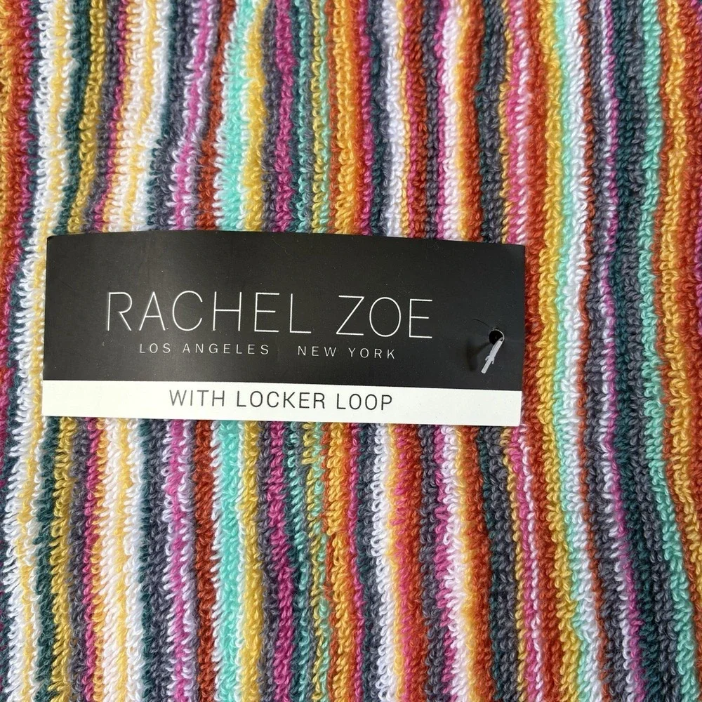 Rachel Zoe 9 piece Striped Rainbow Towel Set 2 Bath, 2 Hand, 5 Washcloth NEW